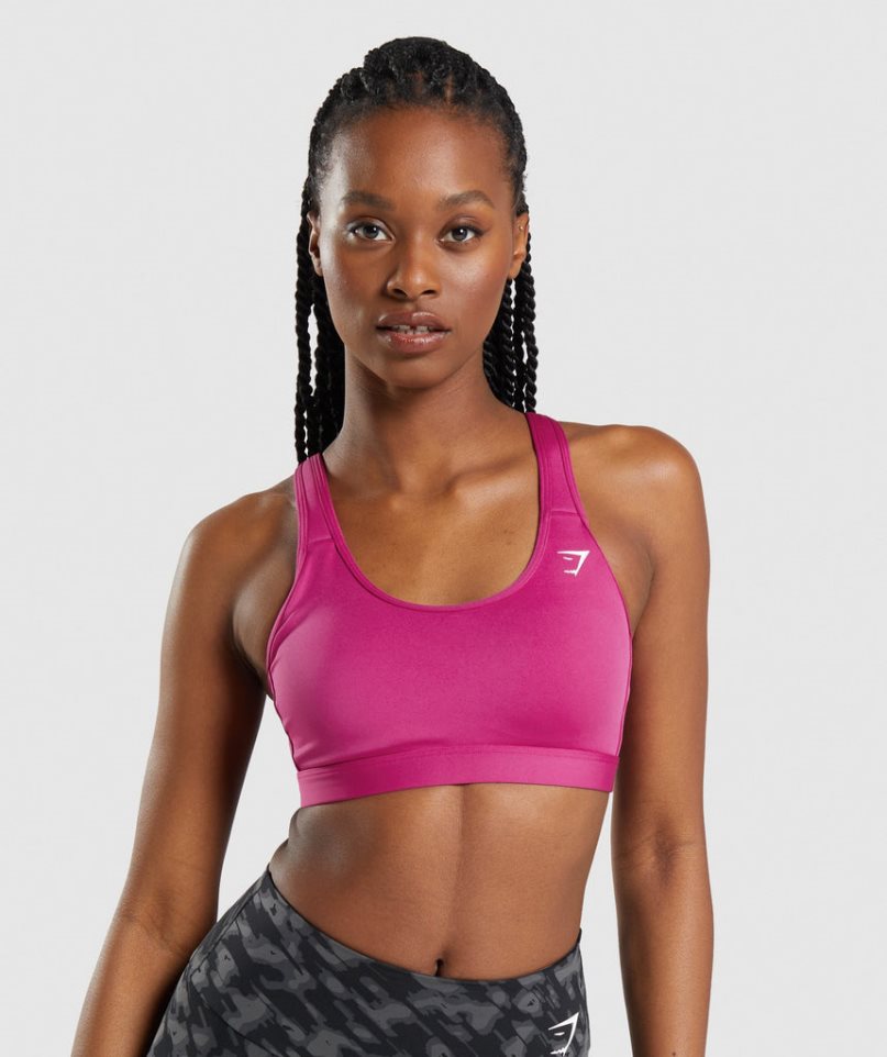 Women\'s Gymshark Scoop Neck Sports Bra Pink | NZ 0SYJXP